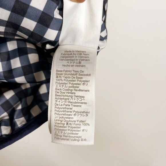 J Crew Womens Small Navy Blue Puffer Vest Quilted With Snap Pockets Gold Zipper - Picture 9 of 10